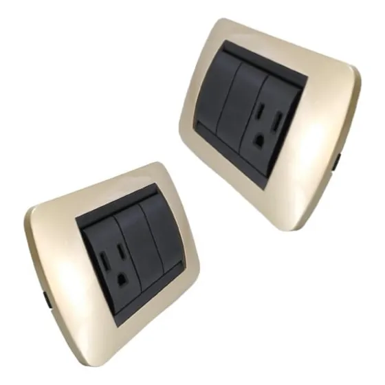 Tomacorriente Con Interruptor 3way Tipo Bticino Champagne