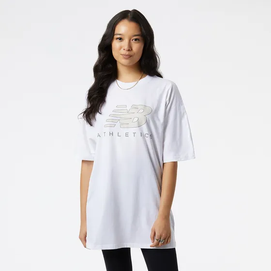 Remera New Balance Wt23503wt Blanco Gris Mujer