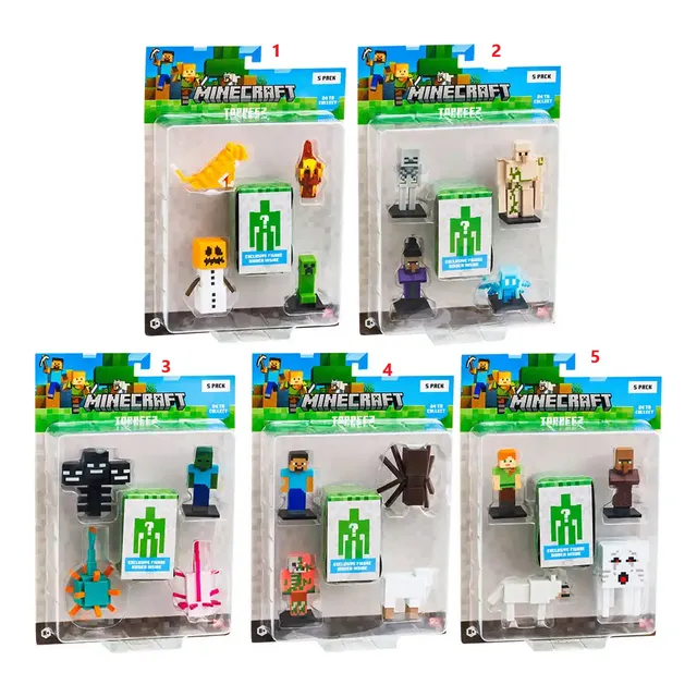 Minecraft 3d 5 Fig Coleccion Surt 6 Cm Int Mc2040 Original