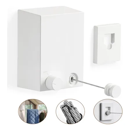 Varal Retrátil Parede Roupa 20kg Inox 4,2m Recolhível Forte Branco