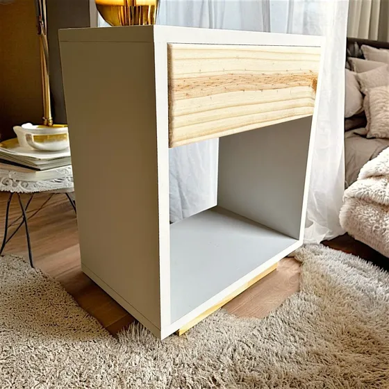 Mesa De Luz De 1 Cajón Moderna X2 Unidades Mesita Dormitorio