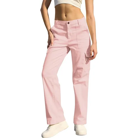 Pantalones Cargo Para Mujer Casuales De Cintura Alta, Rectos