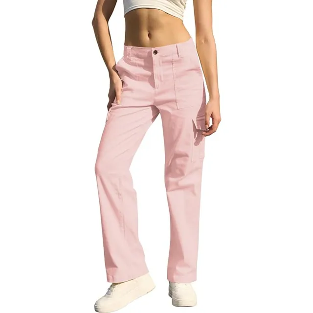 Pantalones Cargo Para Mujer Casuales De Cintura Alta, Rectos