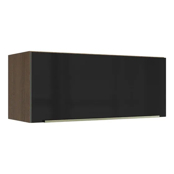 Alacena Gabinete Superior Cocina Madesa Lux 80cm 1 Puerta Mn Color Rustic/Negro