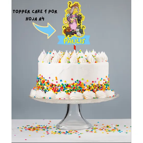 Kit Imprimible Topper De Torta La Loca De Los Gatos Simpson