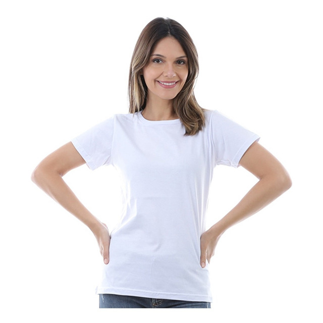 Camiseta Feminina Básica 100% Algodão Caimento Perfeito Camiseta Feminina Básica 100% Algodão Caimento Perfeito