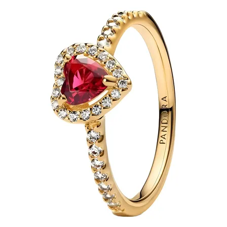 Anillo Pandora Corazon Elevado Recubrimiento Oro 14k Empaque