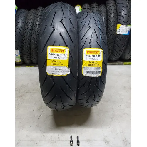Pneus 140/70-17 + 110/70-17 Pirelli Diablo Rosso 3 Ns200