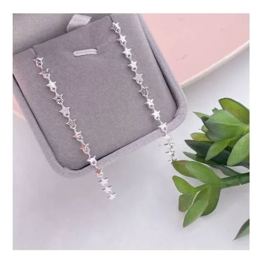 Zarcillos Largos De Estrella  En Plata 925
