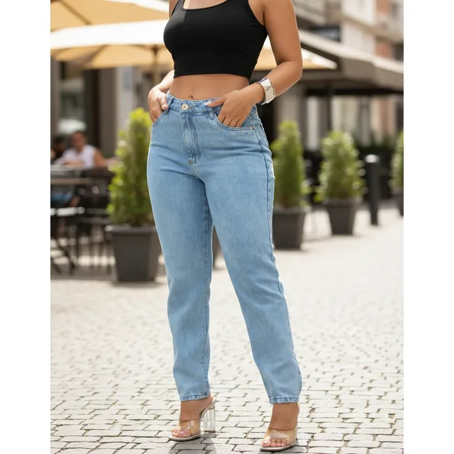 Calça Jeans Mon Cintura Alta Feminina Blogueira Premiun