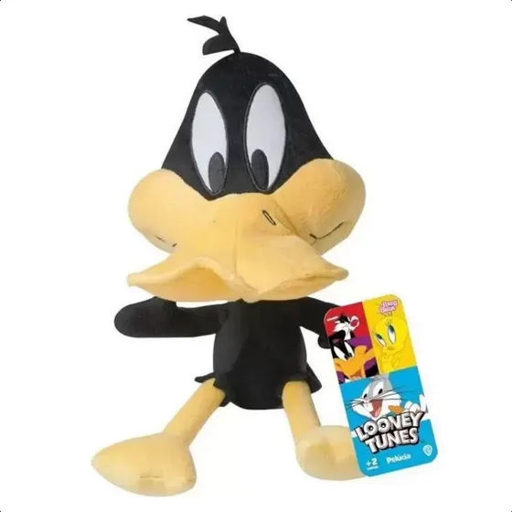 Patolino De Pelúcia 26cm Looney Tunes - Baby Brink Amarelo Preto Infantil Menina Menino Criança