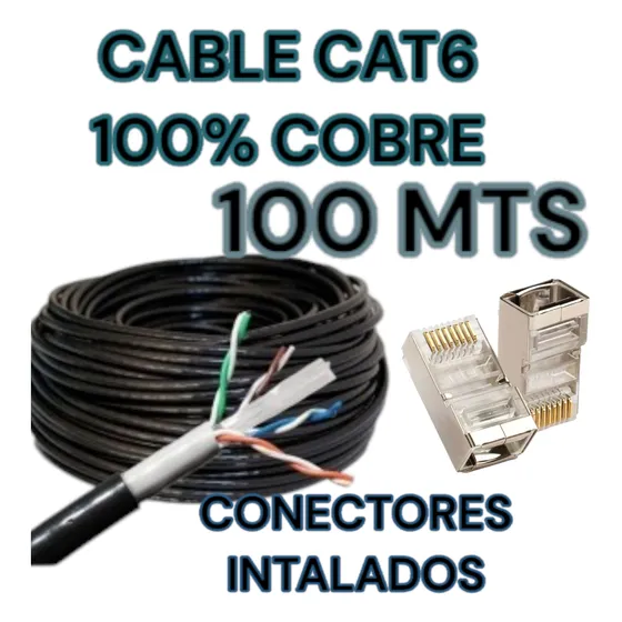Rollo De 100 Metros Cable Utp Cat6  100% Cobre
