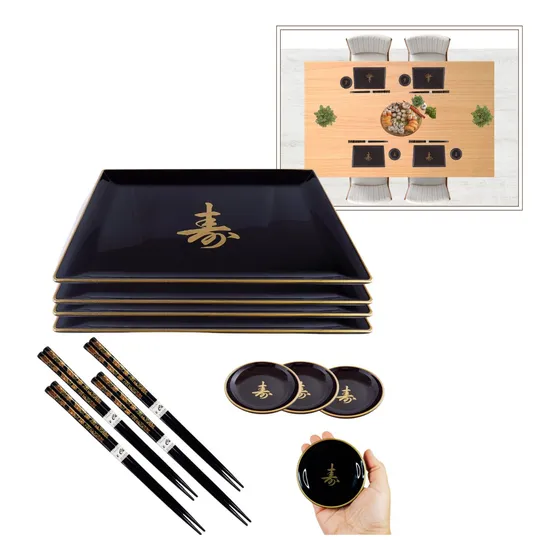 Aparelho Jantar Completo P/ 4 Pessoas Design Japão Tendência