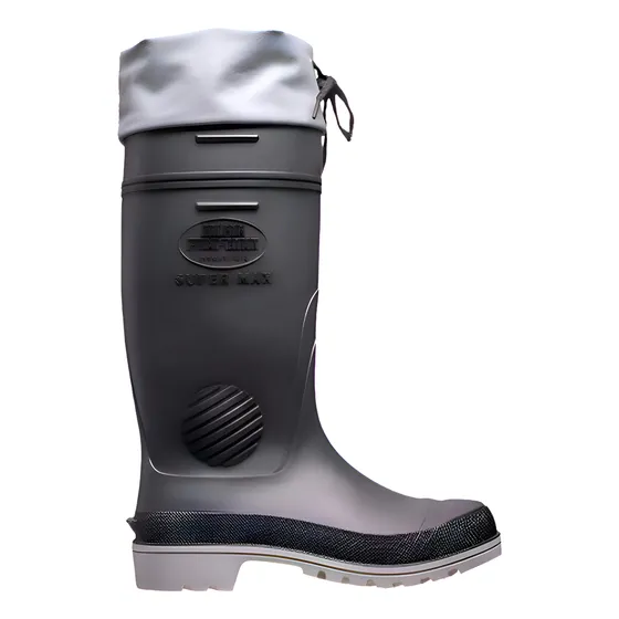 Bota Borracha Supermax Preta Cano Longo C/ Amarra Calfor