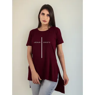 Camiseta Blusa Camisa Long Feminina Estampada Alongada Camiseta Blusa Camisa Long Feminina Estampada Alongada