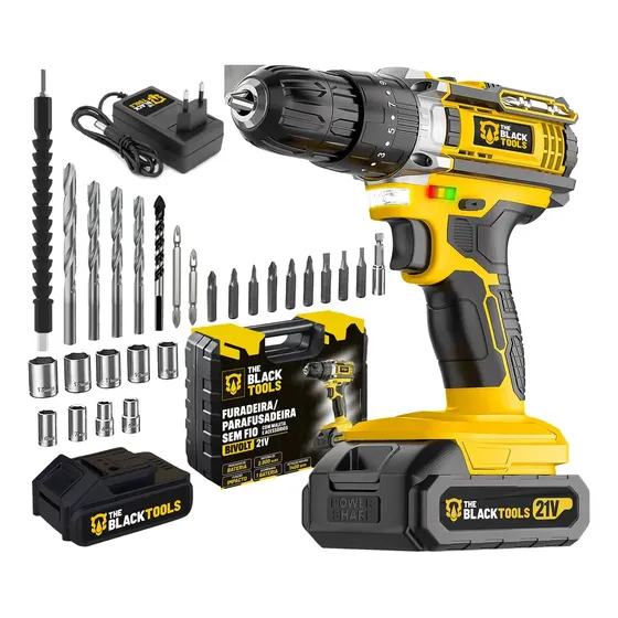 Parafusadeira E Furadeira Impacto The Black Tools Tb-21pw 3/8 Cor Amarelo Frequência 50/60 Hz