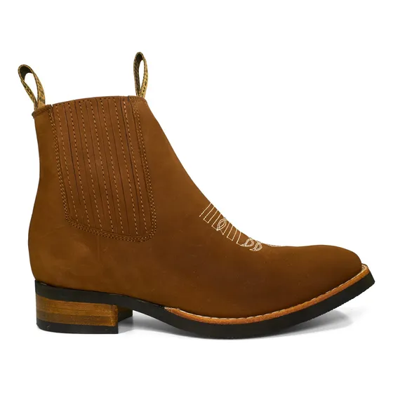 Botines Botas Cuadradas Vaqueras Caballero Charras Piel 100%