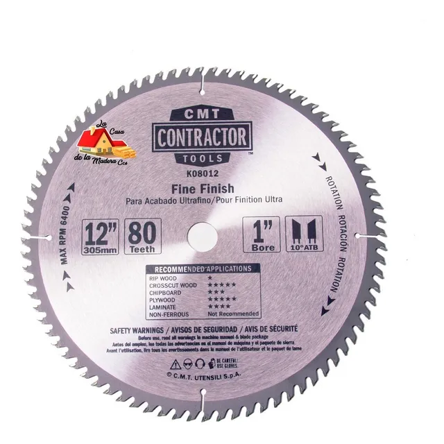 Disco Sierra Circular Cmt  Melamina K08012 (12p) (80t) 