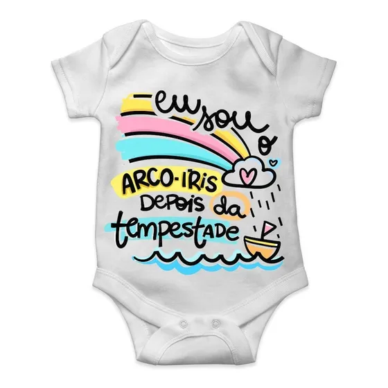 Roupa Bebe Personalizado Sou Arco Íris Depois Da Tempestade