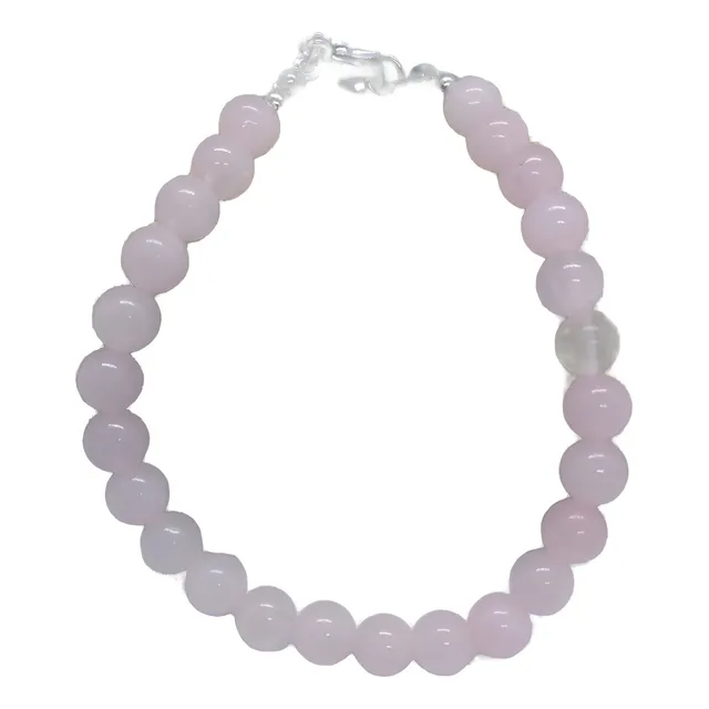 Pulsera De Cuarzo Rosa Piedra Energetica