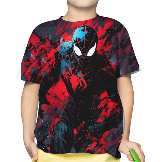 Franela Spiderman Rojo Y Negro Niños Niñas Por Encargo 