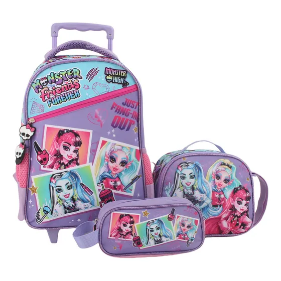 Moster High Set Mochila - Lonchera - Estuche Mh81563 Color Violeta