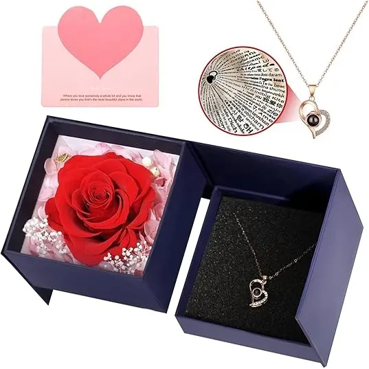 Rosa Preservada 100% Natural + Caja Regalo Dia De La Madre