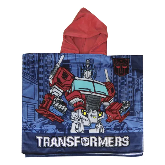 Bata Poncho Infantil Transformers 100% Algodón 70 X 56 Cm