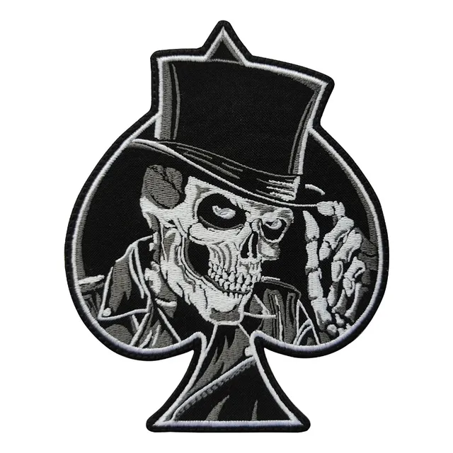 Parche Bordado Picas Craneo Sombrero Calavera Ace Of Spade