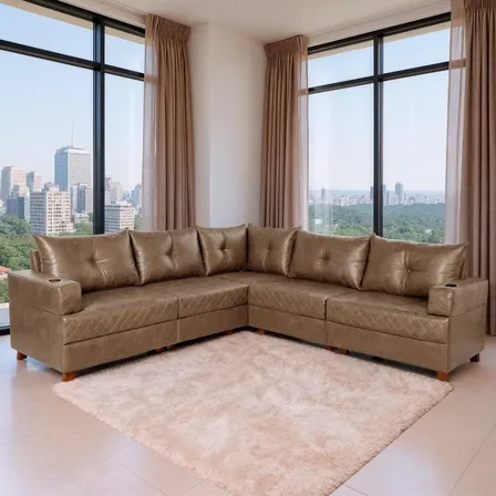 Sofá 5 Lugares 2,57x2,57m Canto Essenza Luxo Bom Pastor