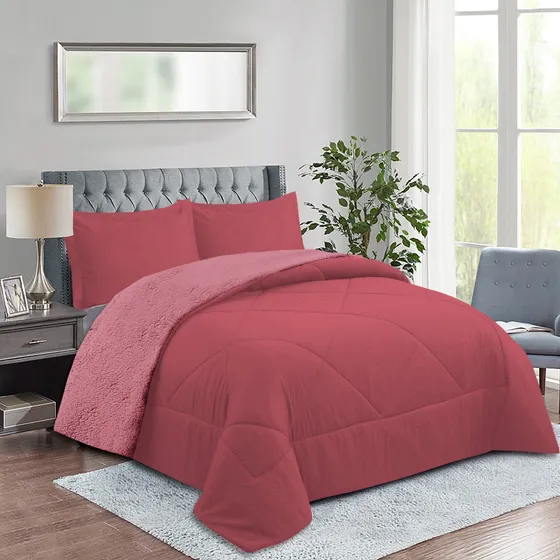 Plumón 2 Plazas Outboss Deluxe Sherpa Con Fundas Cereza Geométrico Doral