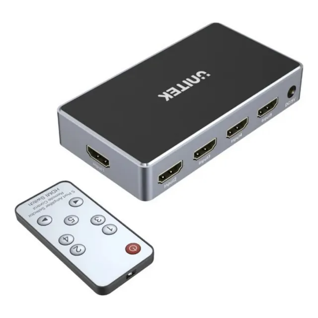 Switch Unitek Hdmi 4k 5 Puertos Control 5 Entradas, 1 Salida