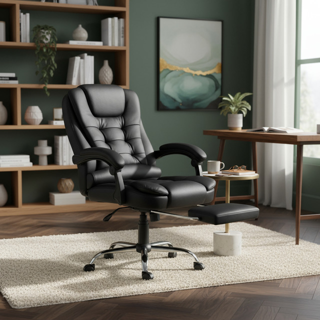 Cadeira De Escritório Itália Presidente Ergonômica Couro Sintético Encosto Ajustável Com T... Cadeira De Escritório Itália Presidente Ergonômica Couro Sintético Encosto Ajustável Com T...