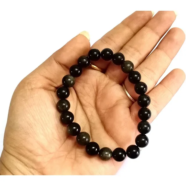 Pulsera Obsidiana Lluvia De Oro Piedra Natural