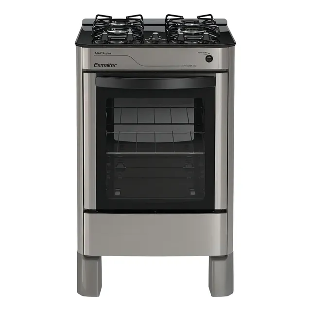 Fogão Esmaltec Ágata Glass 4Q com porta com visor 127/220V - inox