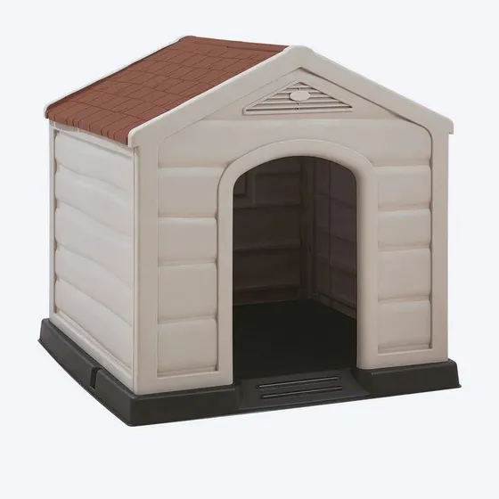 Cucha Casa De Perro Grande Térmica Con Comedero De Color Beige Marca Rimax