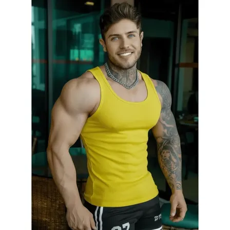 Regata Masculina Americana Cbum Malha Canelada Premium