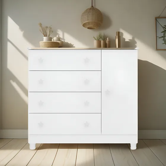 Cómoda Cajonera Infantil Dulce Sueño 1 Puerta 4 Cajones