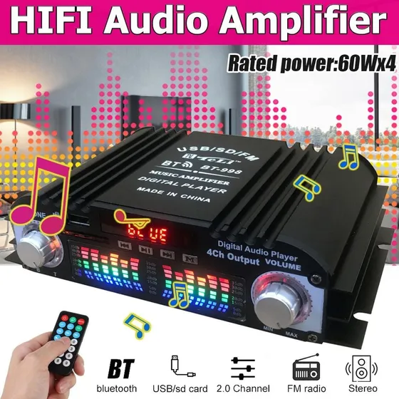 Mini Amplificador De Sonido 12v / 60w X 4 Tienda Cod 3258