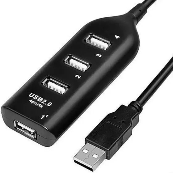 Hub Multiplicador Usb Com 4 Portas Extensor E Carregador Cor Preto