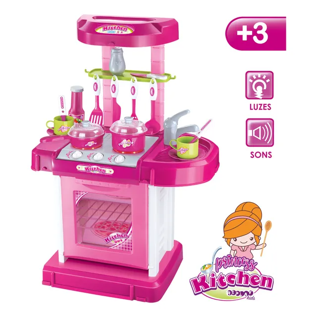 Cozinha Infantil Brinquedo C/ Som E Luz Princess Replay Kids Cozinha Infantil Brinquedo C/ Som E Luz Princess Replay Kids