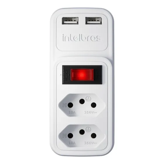 Tomada Usb Parede Dupla Adaptador Carregador Intelbras Cor Branco