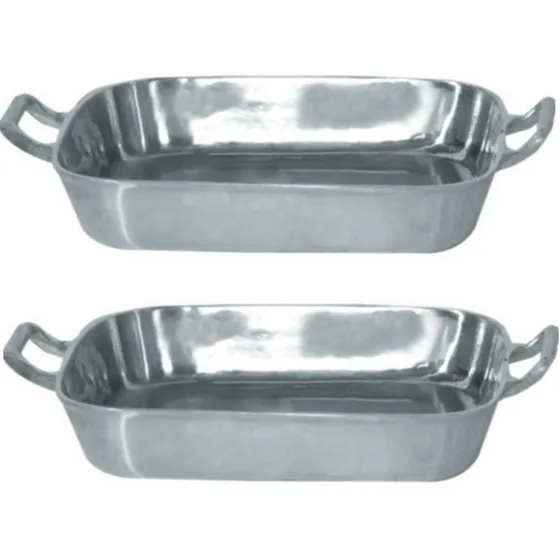 2 Assadeiras Tabuleiro Grosso Aluminio Fundido Batido