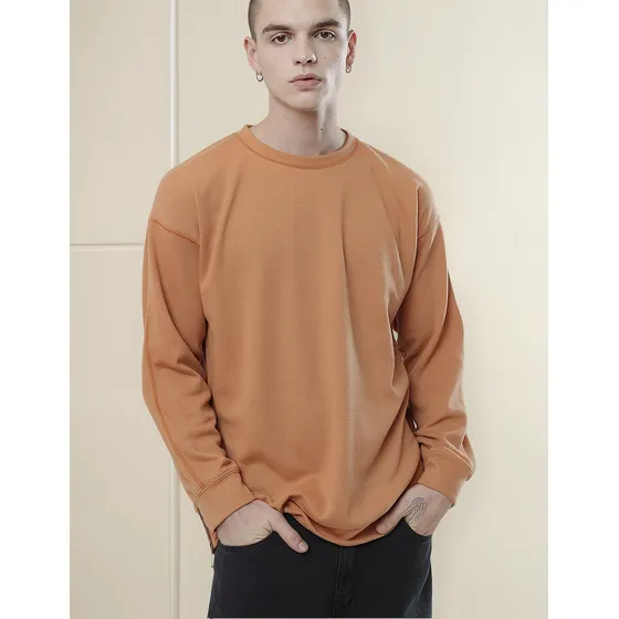 Buzo Cuello Redondo Zipper Naranja Con Cierres