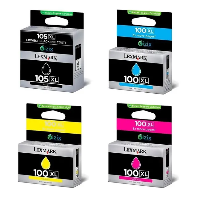 Combo Lexmark 105xl Negro + 3 Lexmark 100 Colores Original 