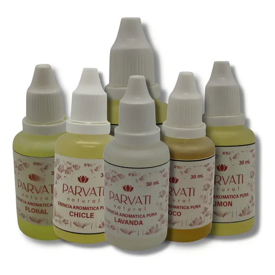 Combo Esencias Aromaticas X 6 Parvati Natural Insumo Cosmetico Cosmética Natural 30ml