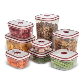 Conjunto Com 8 Potes Herméticos Electrolux Alta Qualidade Cor Vermelho Conjunto Com 8 Potes Herméticos Electrolux Alta Qualidade Cor Vermelho