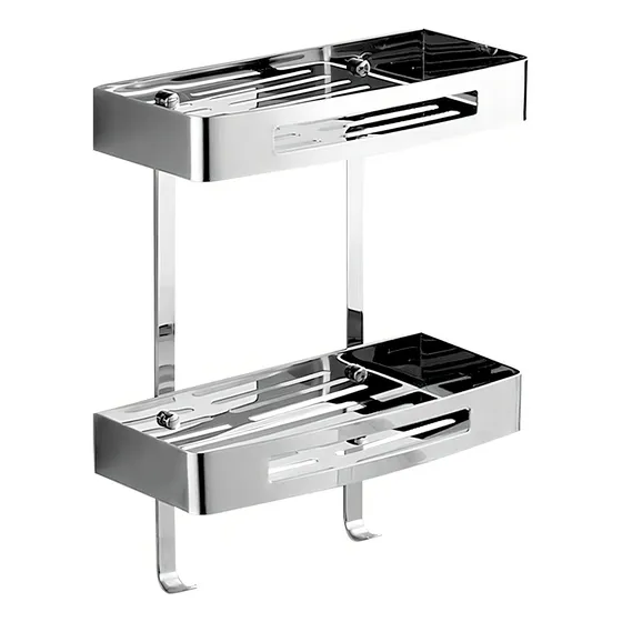 Organizador Gloa Bodi-od2e Acero Inoxidable Doble Para Baño Colgante Fijo Color Plateado