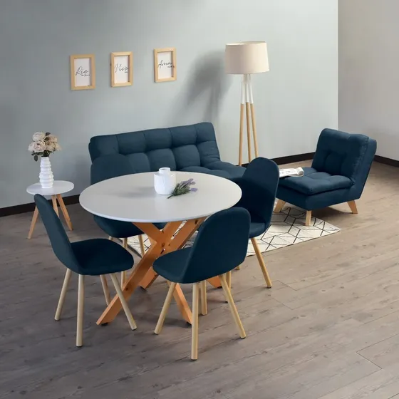 Combo Sala Toulouse Y Mesa Luxor Sillas Matiz Tela Poliéster