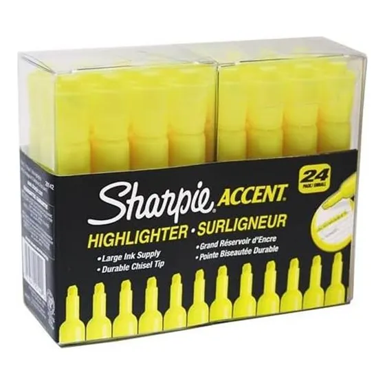 Resaltadores Amarillos Fluorescentes Sharpie Accent - 24 Ct